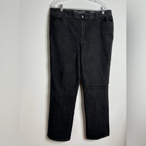 Gloria Vanderbilt Denim - Gloria Vanderbilt Straight Leg Jeans Women's 18 Average Black 5-Pocket High Rise